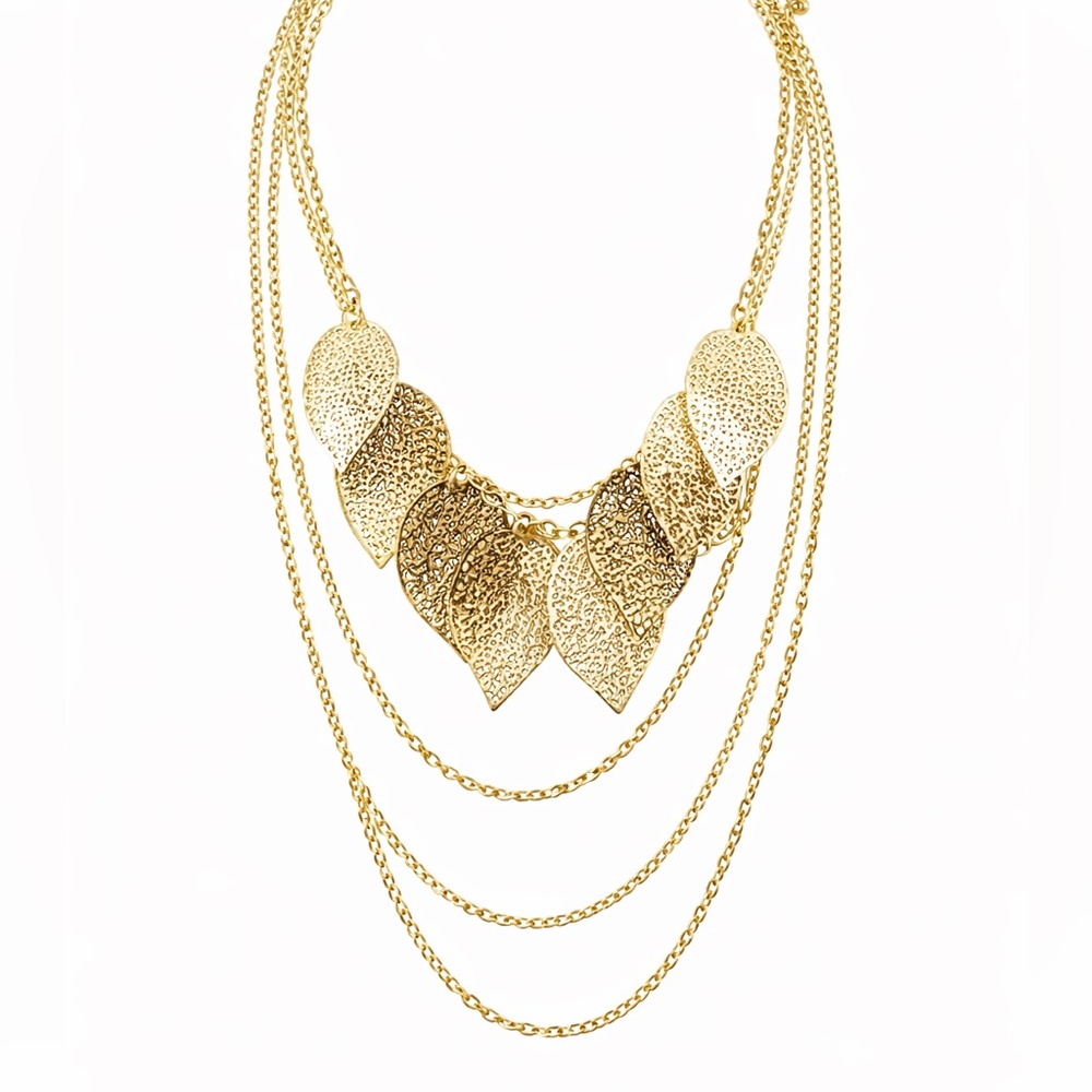 Dangling Leaf Layered Necklace - Picture 1 of 8